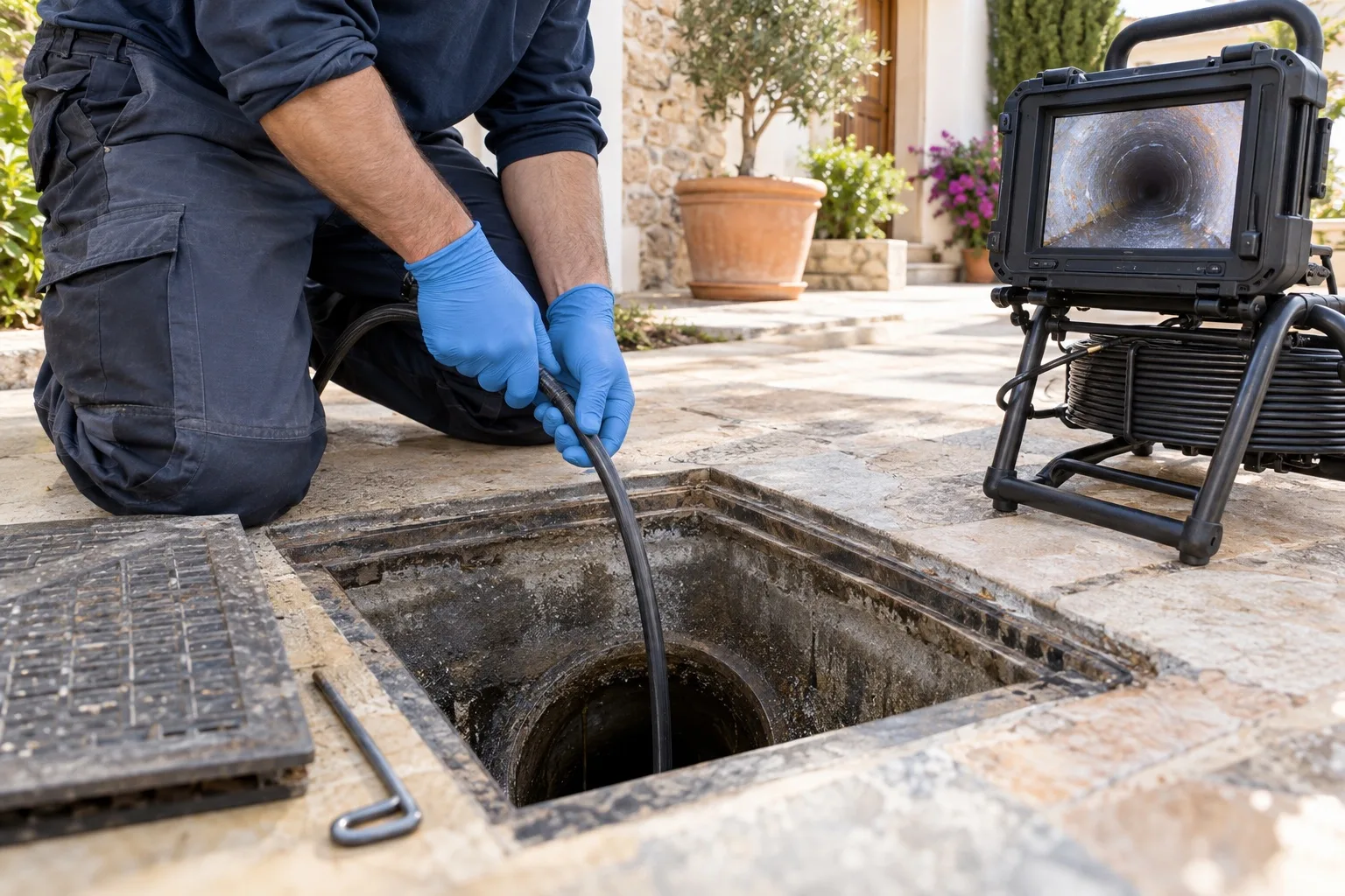 Illustration d’un équipement d’inspection de canalisation par caméra